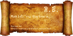 Makláry Barbara névjegykártya